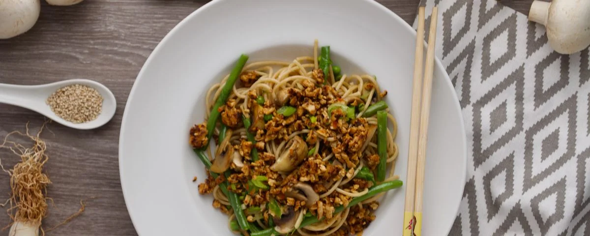 Recipe kit Noodles with mushrooms green beans and tofu